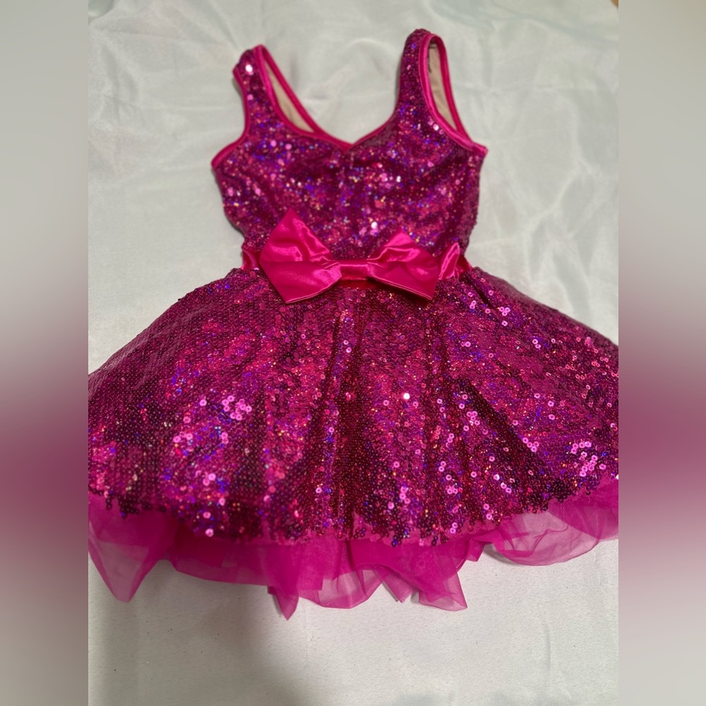 Weissman Hot Pink Sequin Dance Dress Size IC